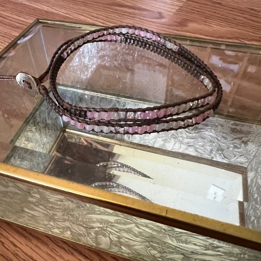 Double wrap beaded leather bracelet EUC - Picture 3 of 4